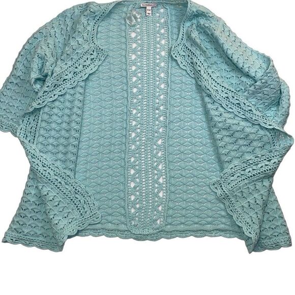 Isaac Mizrahi Light Blue Textured Cardigan - Picture 3 of 6